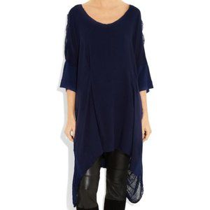 Raquel Allegra Shredded Twill Tunic Midnight Blue